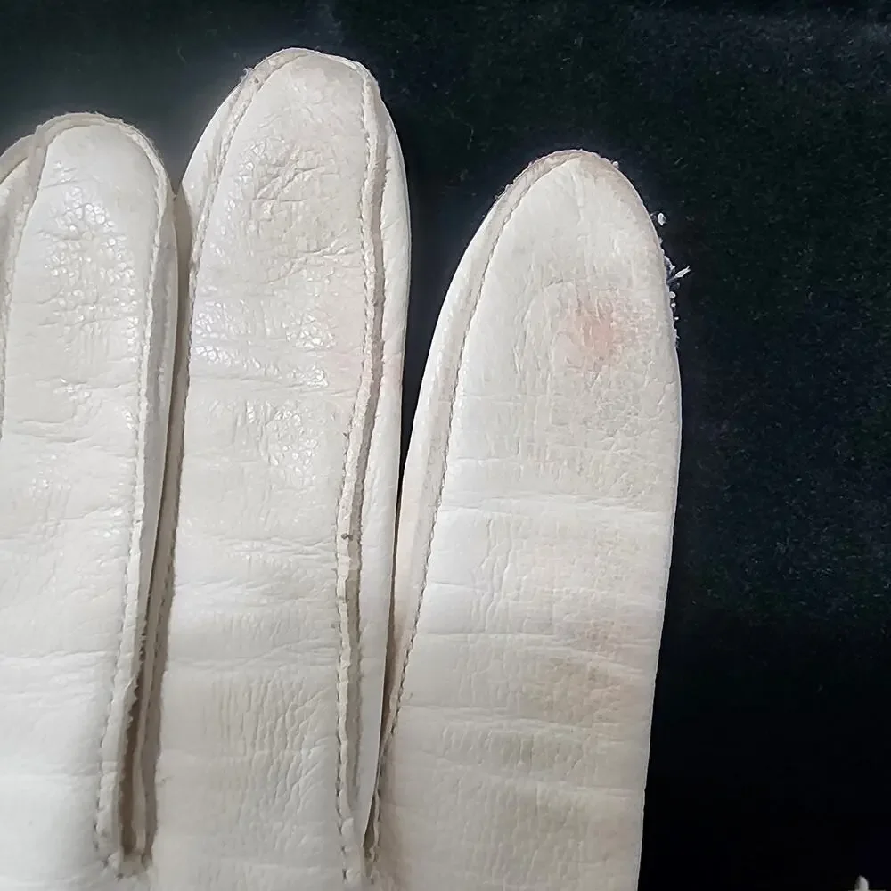 Vintage white kidskin leather opera-length gloves